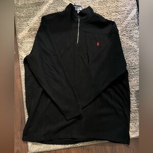 Men’s Big and Tall Black Polo Sweater with half zipper